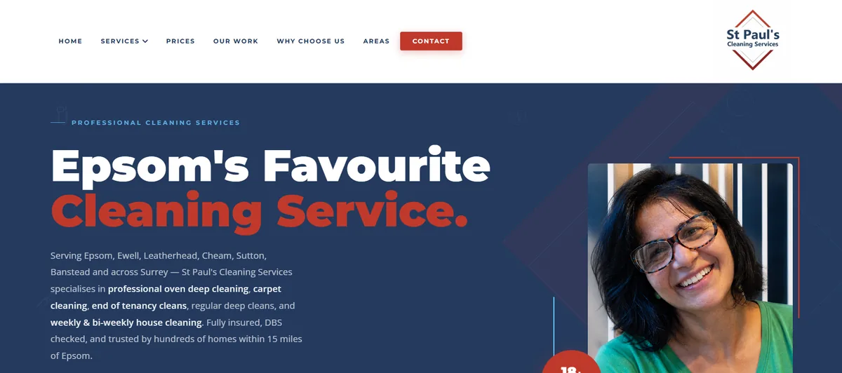Home page of the St Paul&rsquo;s Cleaning Services website